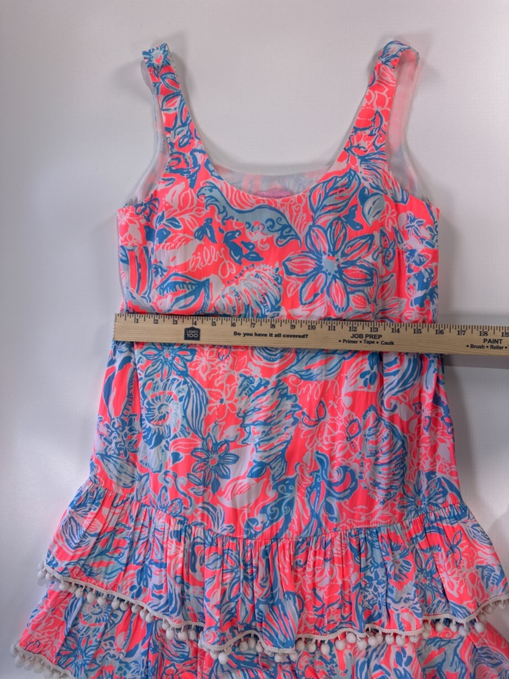 Lilly Pulitzer Women’s Nastashia Dress Coral Blue Ruffle Hem XS - Picture 11 of 14
